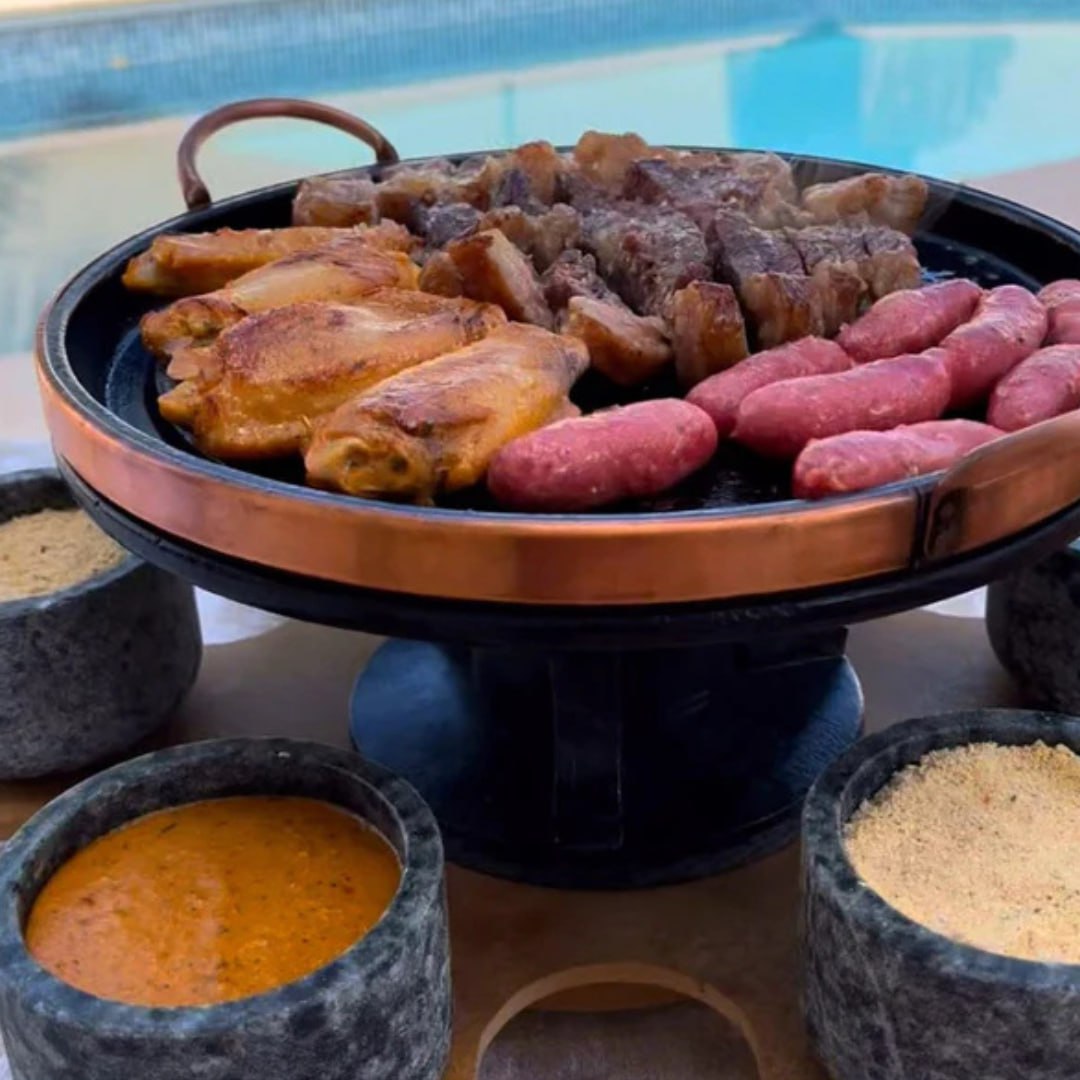Churrasco Giratório Pedra Sabão – Jogo 9 Peças com Brinde Exclusivo!