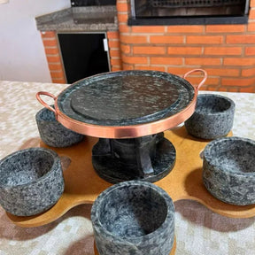 Churrasco Giratório Pedra Sabão – Jogo 9 Peças com Brinde Exclusivo!